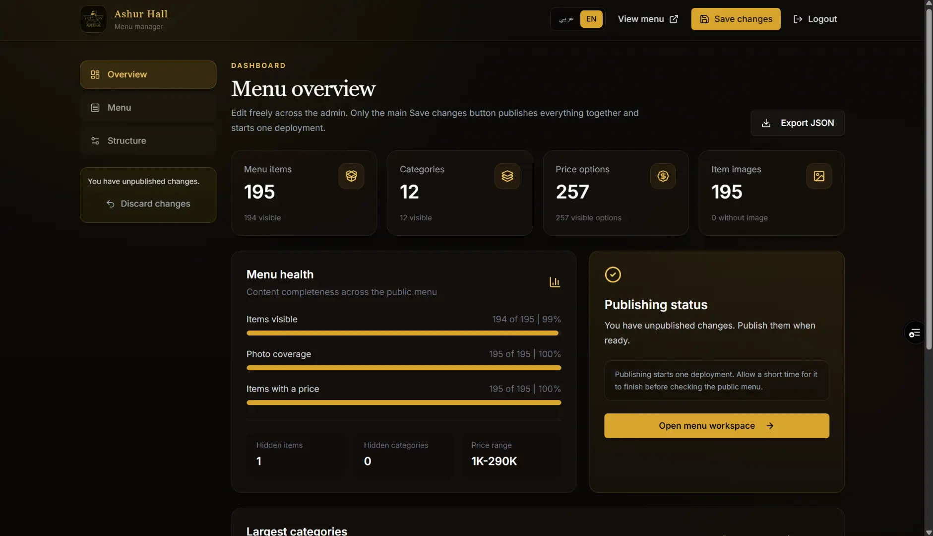 Upgrading Ashur Hall from a Digital Menu to a Full Menu Management System